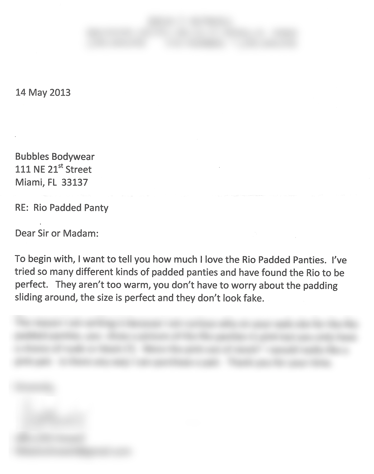 Customer Review Letter