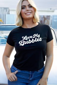 Love My Bubbles Black Crop Tee