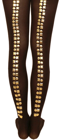 Gold Studded Footed Plus-Size Tights